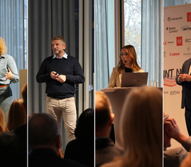 Bilder på Camilla Fjordland, Esben Mols Kabell, Maja Kjellberg och Sven-Olov Daunfeldt.