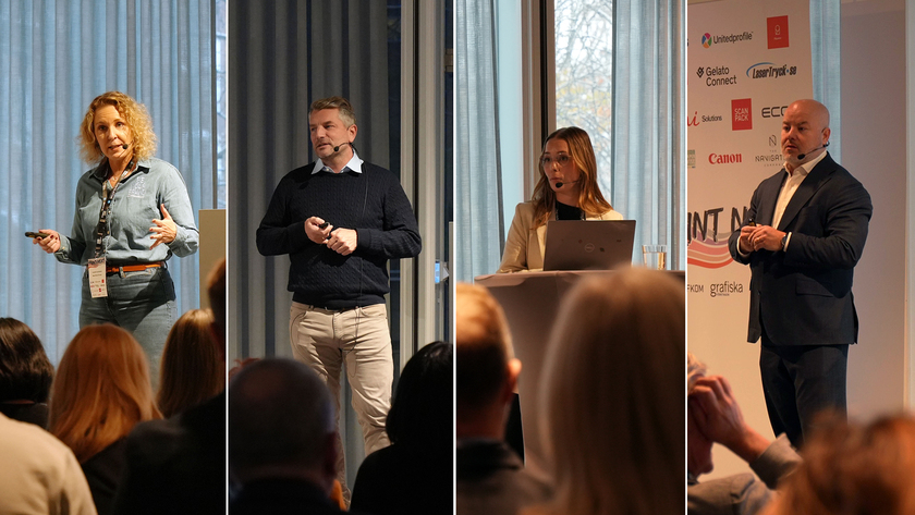 Bilder på Camilla Fjordland, Esben Mols Kabell, Maja Kjellberg och Sven-Olov Daunfeldt.