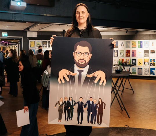 Bild på Olivia Larsson (Yrkeshögskolan i Borås) med bidraget "För Sverige tillbaka i tiden".