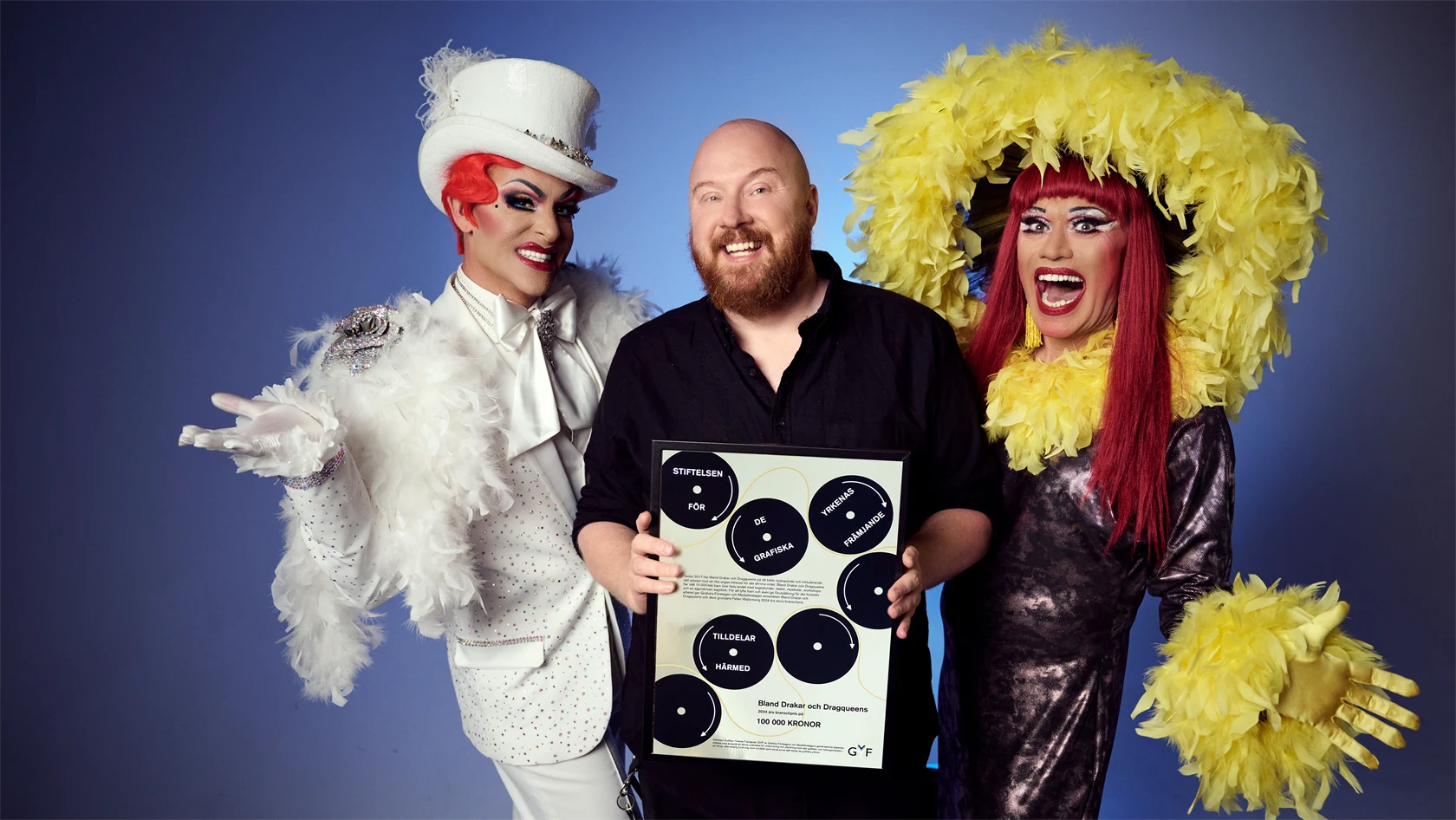 Bland Drakar och Dragqueens, från vänster: artisten Björta, grundaren och regissören Petter Wallenberg, artisten Inga Tvivel.