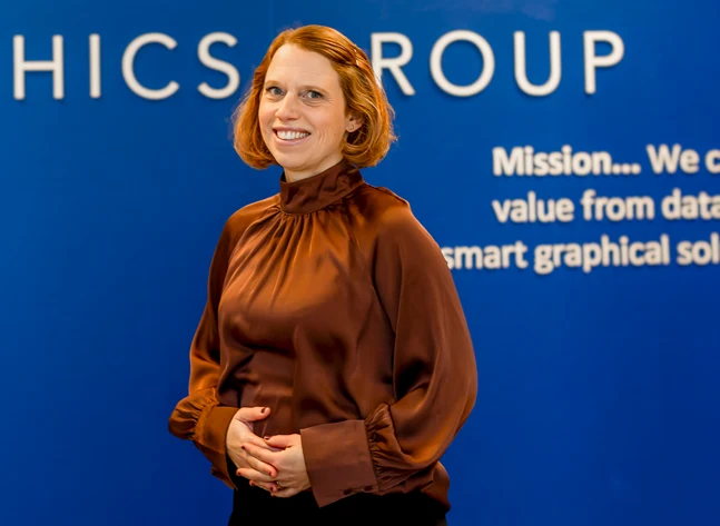 Bild på Sara Novak, vd för Miller Graphics.