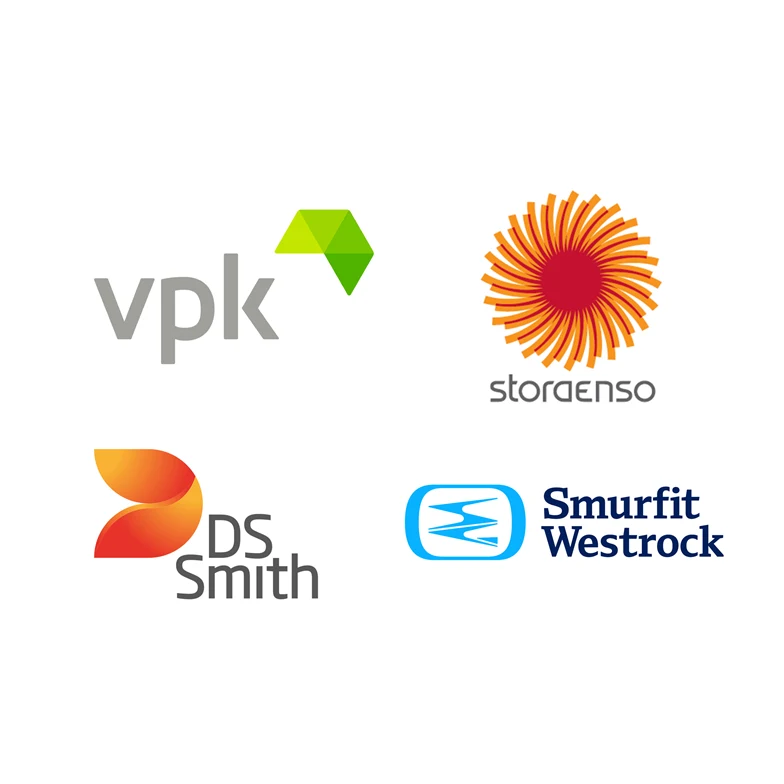 Bild på logotyper med VPK, Stora Enso, DS Smith och Smurfit Westrock.